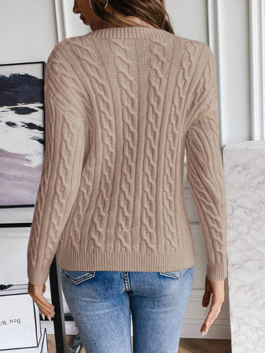 Frenchy Solid Color Drop-Shoulder Sweater