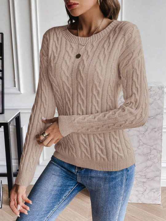 Frenchy Solid Color Drop-Shoulder Sweater