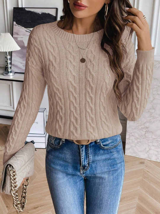 Frenchy Solid Color Drop-Shoulder Sweater