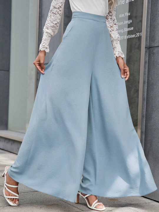 LUNE Solid Colored Wide Leg Pants