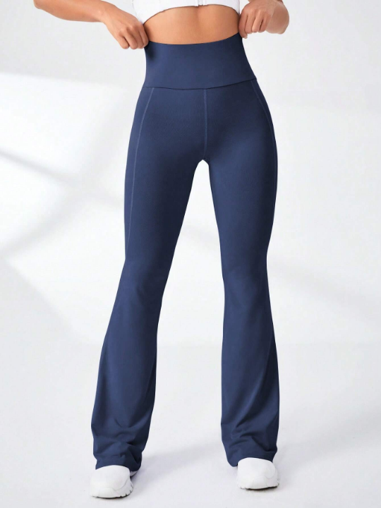 Yoga Basic Wide Waistband Flare Leg Sports Pants