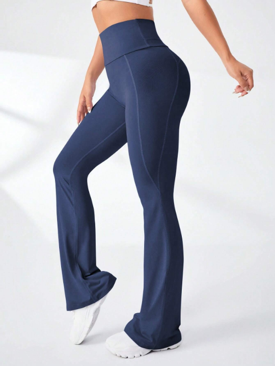 Yoga Basic Wide Waistband Flare Leg Sports Pants