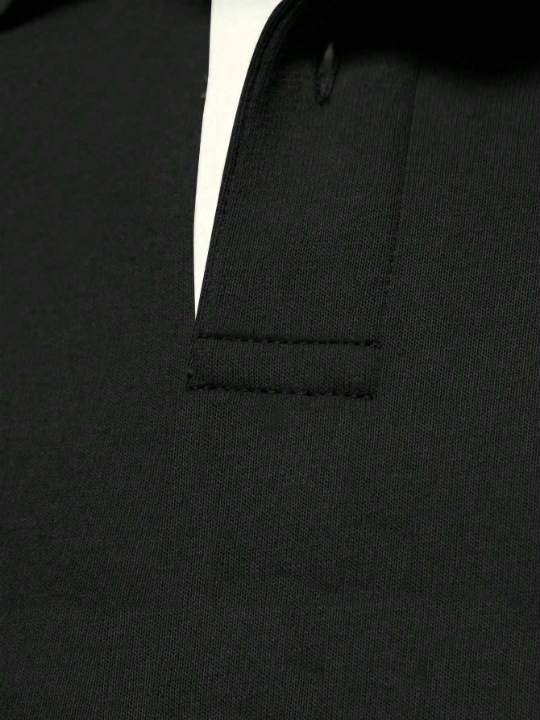 Manfinity Hypemode Loose Men's Color Block Polo Collar Long Sleeve Sweatshirt