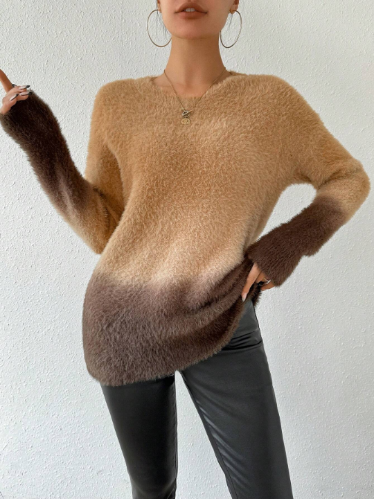 Essnce Round Neck Ombre Sweater