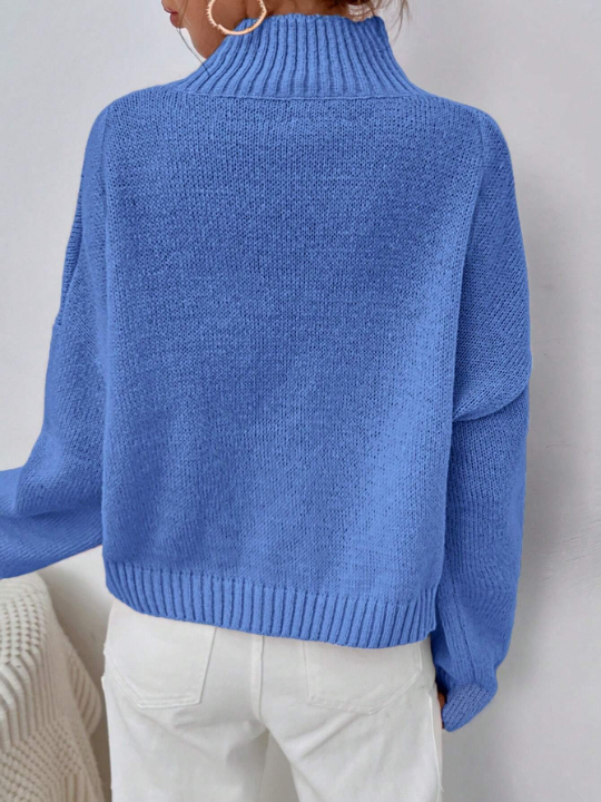 Mock Neck Drop Shoulder Sweater