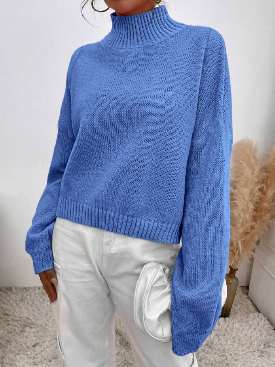 Mock Neck Drop Shoulder Sweater