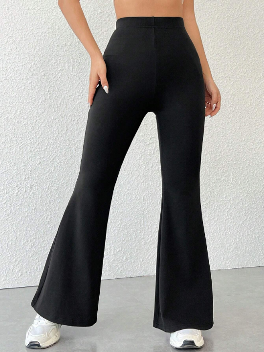 PETITE Solid Color High Waist Flared Pants