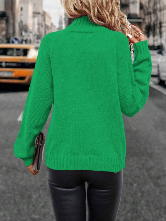 LUNE Turtleneck Drop Shoulder Sleeve Pullover Sweater