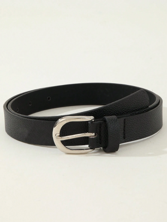 1pc Women's Metal Square Buckle Belt - Simple & Versatile Design, Great For Daily Wear With Dresses, Jeans, And Suits