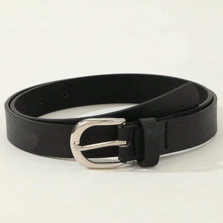 1pc Women's Metal Square Buckle Belt - Simple & Versatile Design, Great For Daily Wear With Dresses, Jeans, And Suits