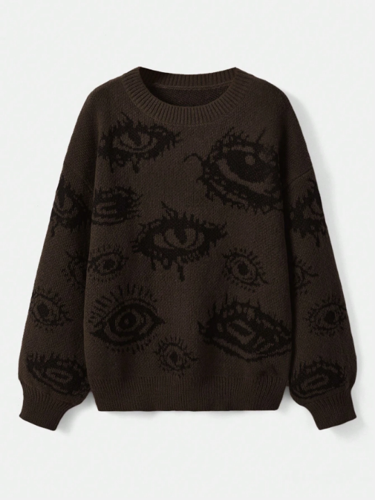 ROMWE Grunge Punk Women's Eyelash Patterned Pullover Sweater