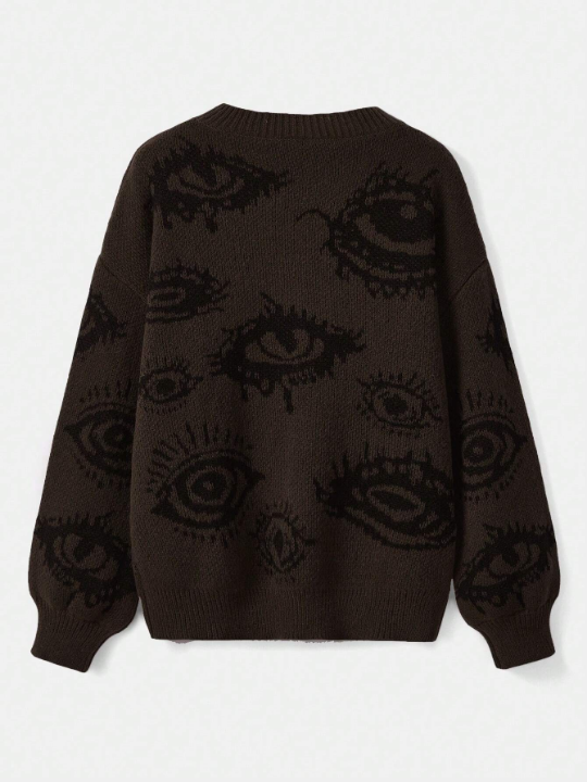 ROMWE Grunge Punk Women's Eyelash Patterned Pullover Sweater