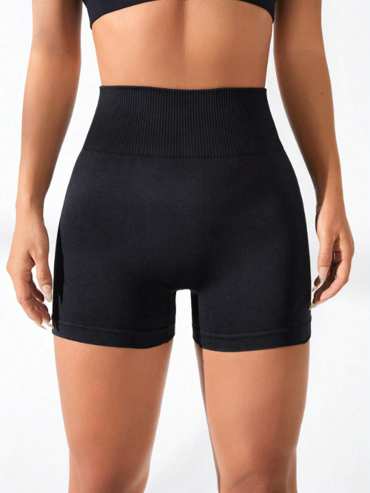 Seamless Yoga Shorts, High Waist Tummy Control, Textured Fabric, Suitable For Yoga, Cycling And Daily Wear