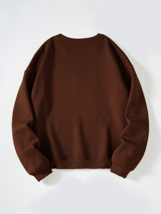 Men's Solid Color Round Neck Long Sleeve Casual Sweatshirt