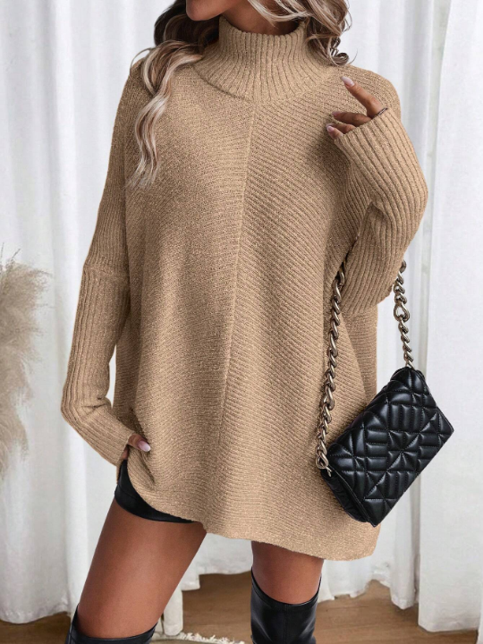 Essnce Casual High Neck Drop Shoulder Sweater