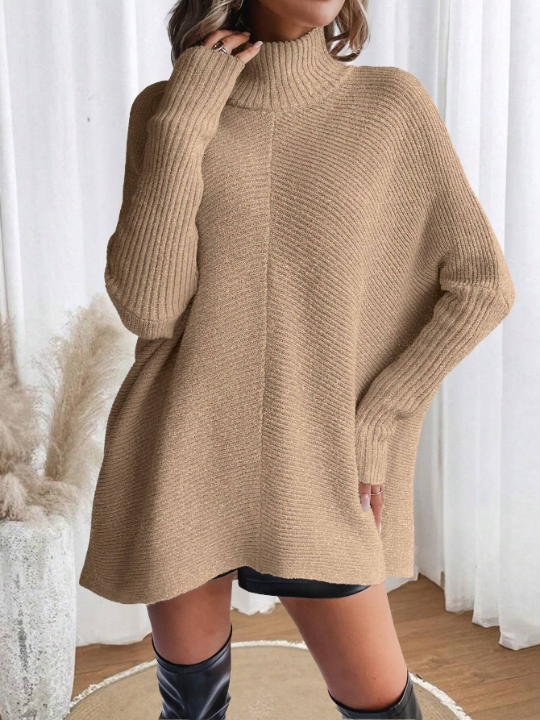 Essnce Casual High Neck Drop Shoulder Sweater