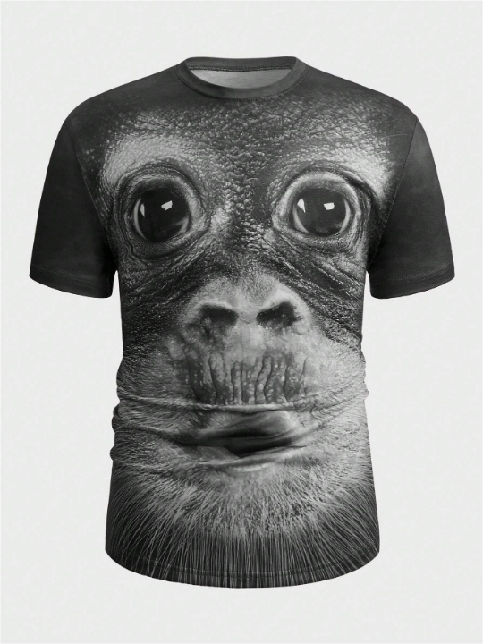 Manfinity LEGND Men's 3d Gorilla Printed Short Sleeve T-Shirt