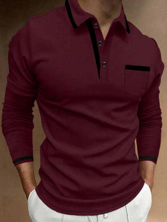 Manfinity Homme Men's Long Sleeve Slim Fit Polo Shirt