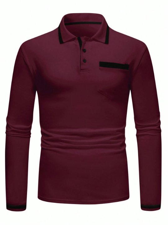 Manfinity Homme Men's Long Sleeve Slim Fit Polo Shirt