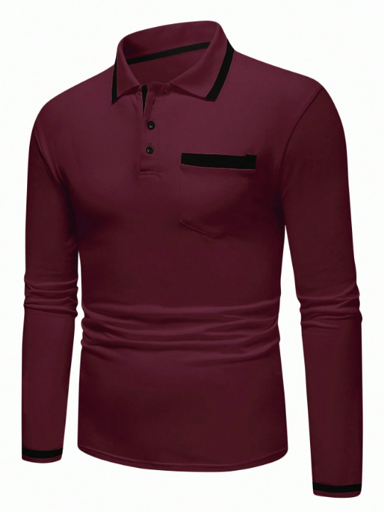 Manfinity Homme Men's Long Sleeve Slim Fit Polo Shirt