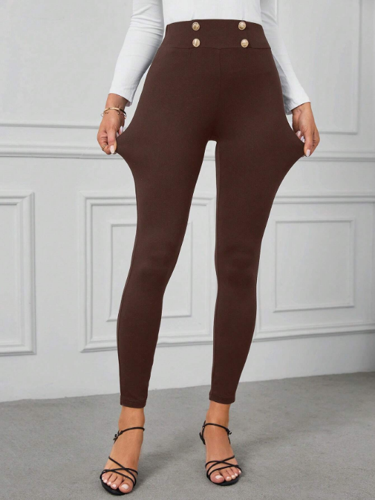 Clasi Skinny Pants With Double-Breasted Decoration