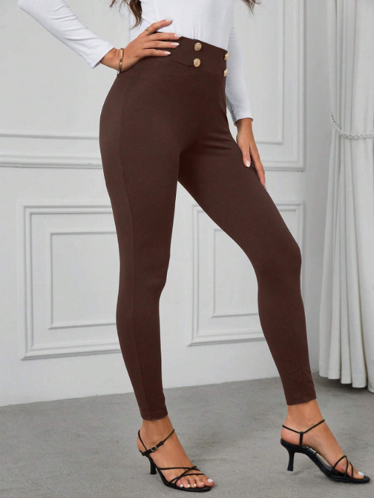 Clasi Skinny Pants With Double-Breasted Decoration