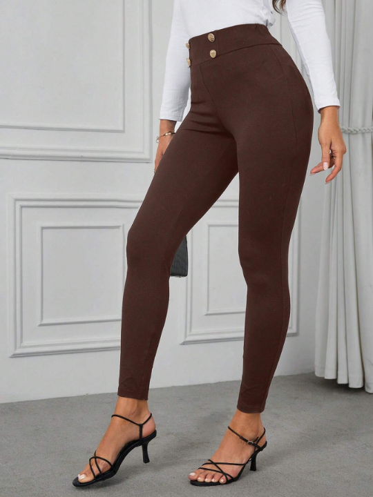 Clasi Skinny Pants With Double-Breasted Decoration