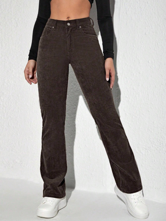 Women's Corduroy Sweatpants With Letter Patched