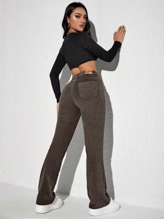 Women's Corduroy Sweatpants With Letter Patched