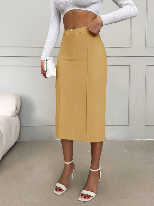 Solid Color Pencil Skirt