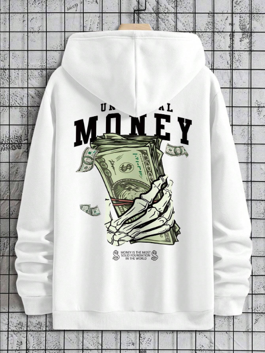 Manfinity Men'S Hoodies With Slogan & Dollar Print