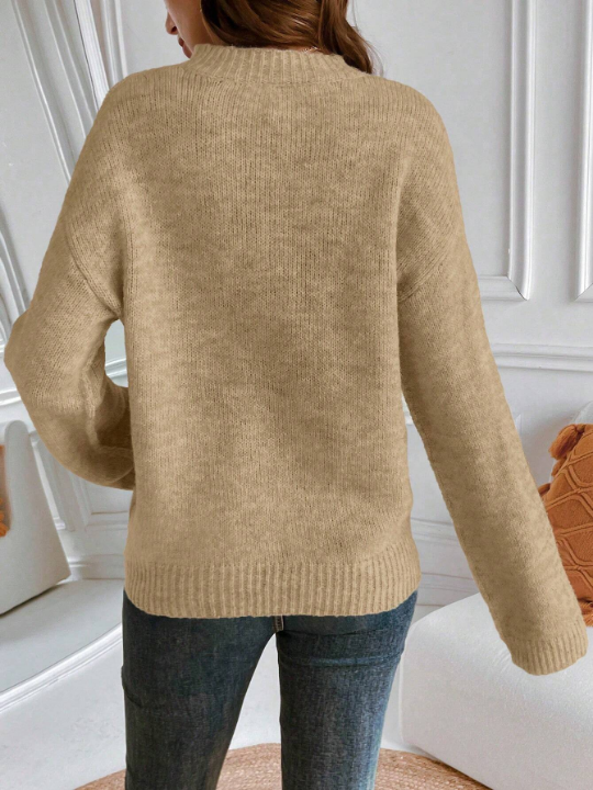 Essnce Women's Solid Color Drop Shoulder Sweater