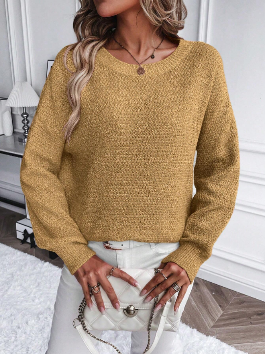 LUNE Ladies' Casual Loose Fit Drop Shoulder Long Sleeve Sweater