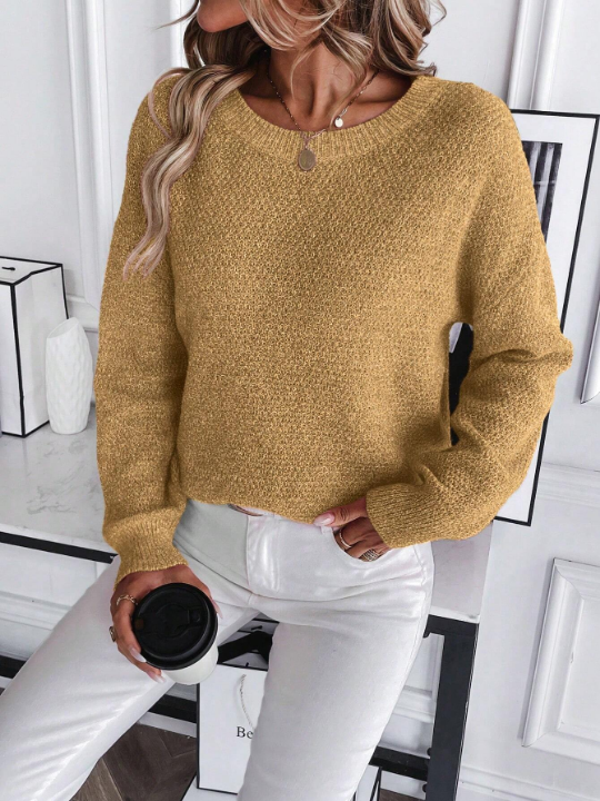 LUNE Ladies' Casual Loose Fit Drop Shoulder Long Sleeve Sweater