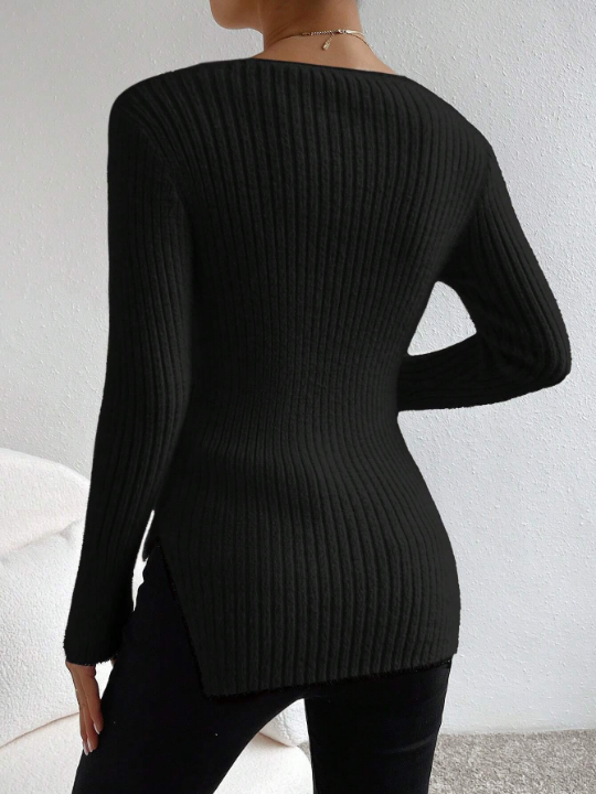 Frenchy Women'S Large Round Neck Long Sleeve Sweater