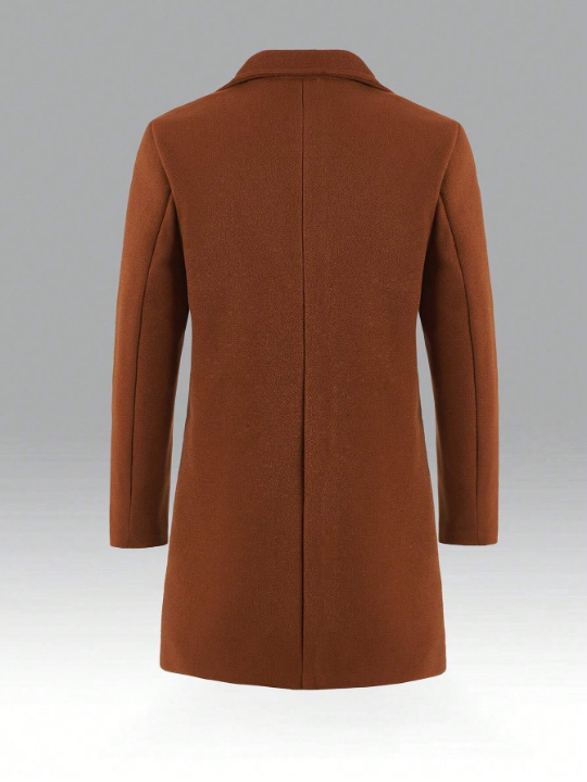 Manfinity Homme Men's Lapel Single-Breasted Woolen Coat