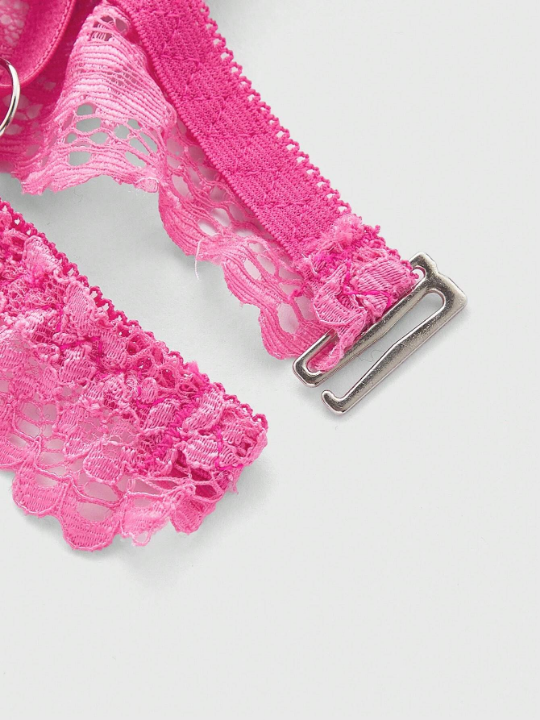 ROMWE Kawaii Women'S Valentine'S Day Steel Ring Sweet And Sexy Underwear Set