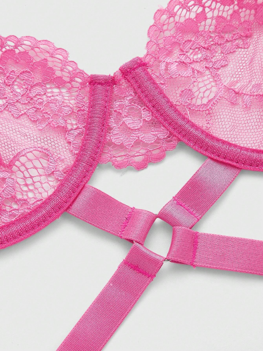 ROMWE Kawaii Women'S Valentine'S Day Steel Ring Sweet And Sexy Underwear Set