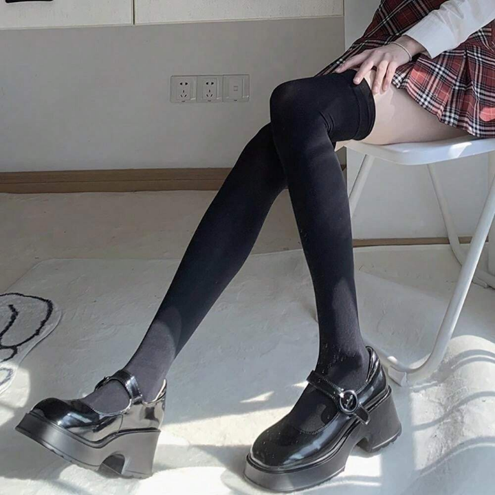 3pairs Lolita Style Sexy Women's Pressure Socks, Black & Schoolgirl Style Jk Socks,3 Styles Included: Over Knee Socks+Thigh-High Socks+Knee-High Socks