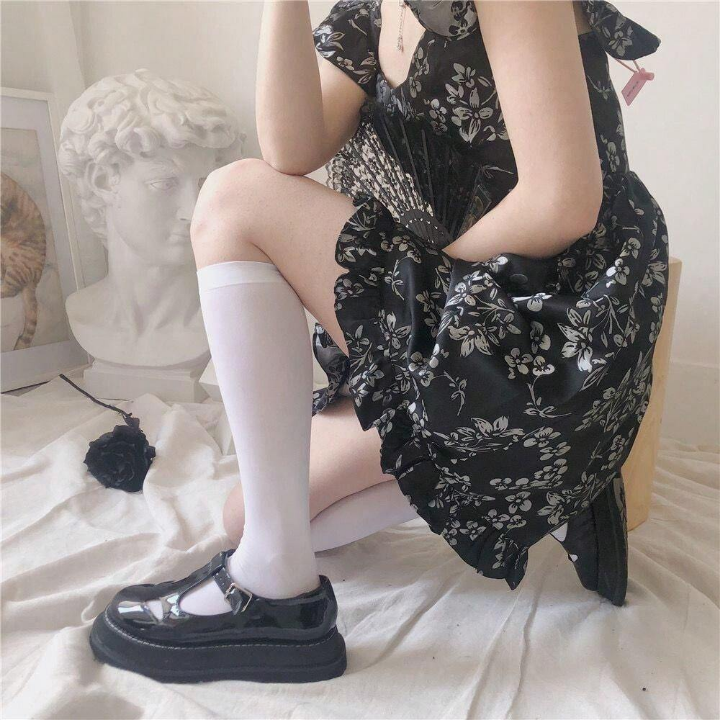 3pairs Lolita Style Women's White Pressure Socks Set, Including Three Types: Over-The-Knee Socks, Ankle Socks, And Stockings