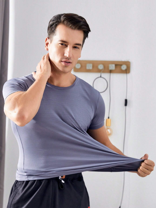 Men's Loose Fit Short Sleeve Workout Top For Gym, Basketball, Soccer, Running In Summer Gym Clothes Men Basic T Shirt