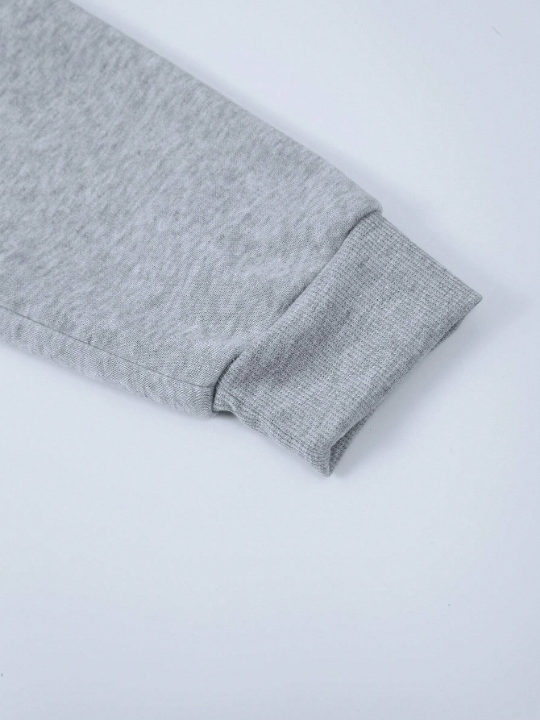 Men's Letter Printed Drawstring Hooded Fleece Sweatshirt