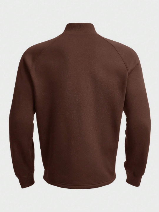 Manfinity Homme Men'S Solid Color Stand Collar Fleece Sweatshirt