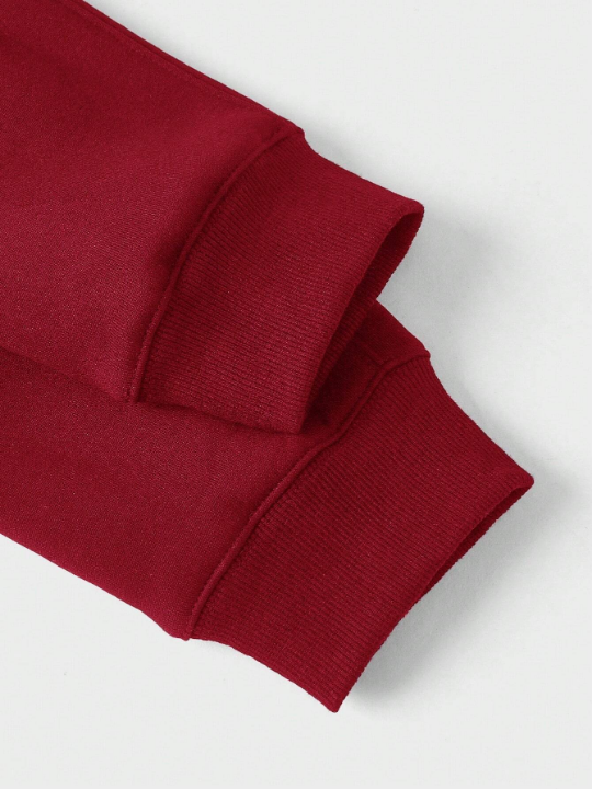 Manfinity Homme Men's Zipper Half Placket Raglan Long Sleeve Sweatshirt