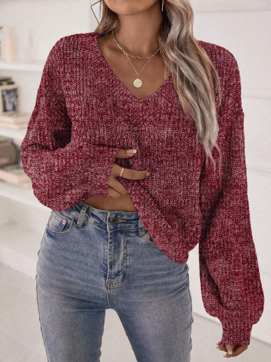 LUNE V-Neck Casual Long Sleeve Sweater