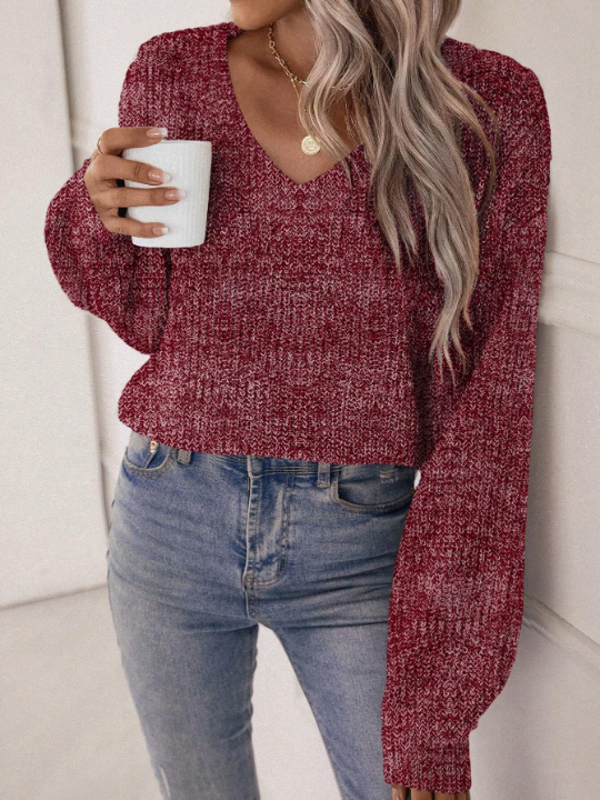 LUNE V-Neck Casual Long Sleeve Sweater