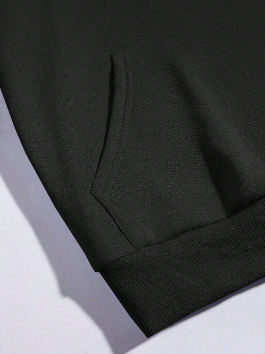 Manfinity Hypemode Men's Loose-Fit Fleece Hoodie Pullover With Letter Print