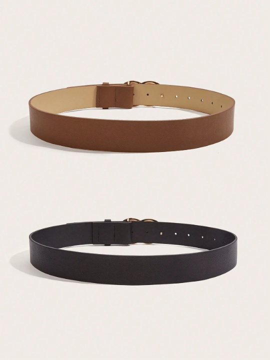 Two Basic Brown And Black Belts Suitable For Daily Commuting