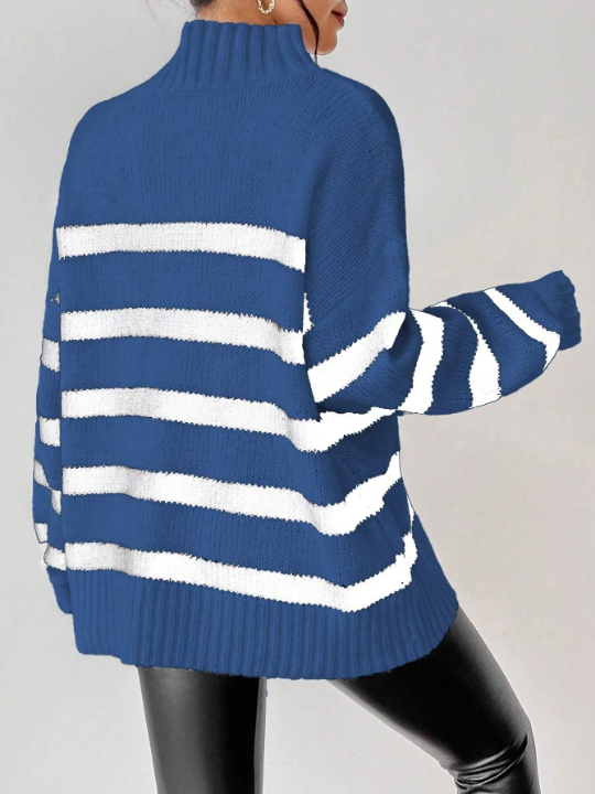 Essnce Women'S Striped Lantern Sleeve Sweater