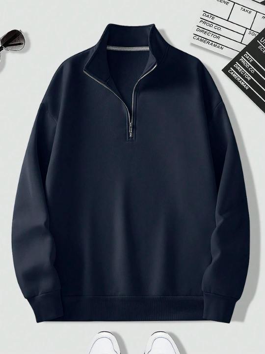 Men's Solid Color Half Zipper Sweatshirt